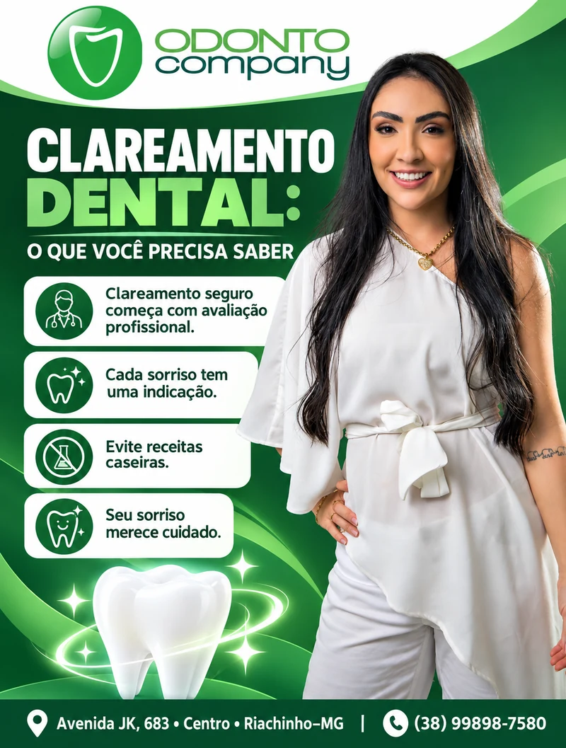 Arte de clareamento dental para OdontoCompany com a Dra. Mylena Moreira